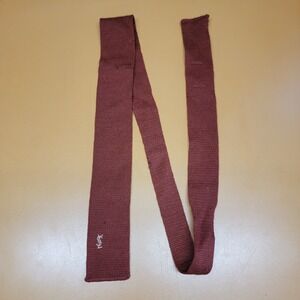 Yves Saint Laurent Knit Tie Burgundy YSL Logo Luxury Mens Accessory